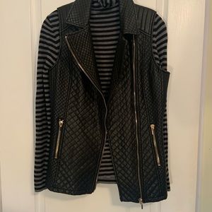 Imitation black leather Moto jacket vest